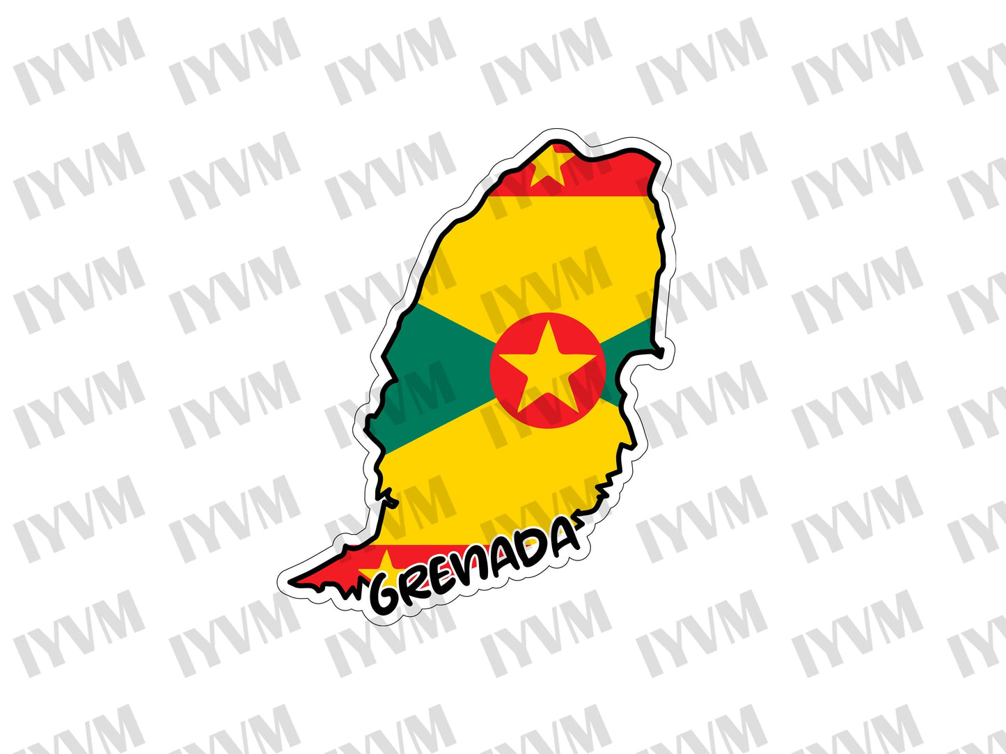 Grenada Map Flag Sticker Decal Gwenad Grenadian Creole French Ever Conscious of God We Aspire, Build and Advance as One People St. George's