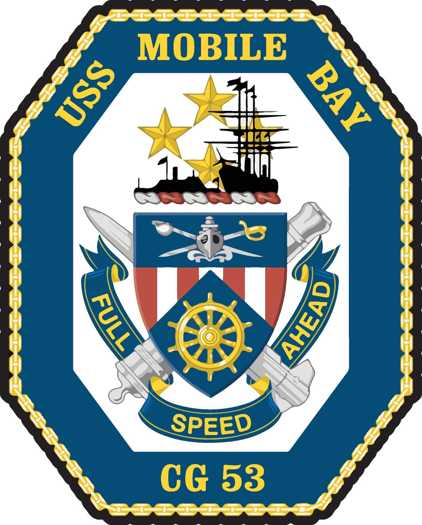 USS Mobile Bay CG-53 Badge Iron On Heat Transfer Vinyl HTV Ticonderoga Class Cruiser