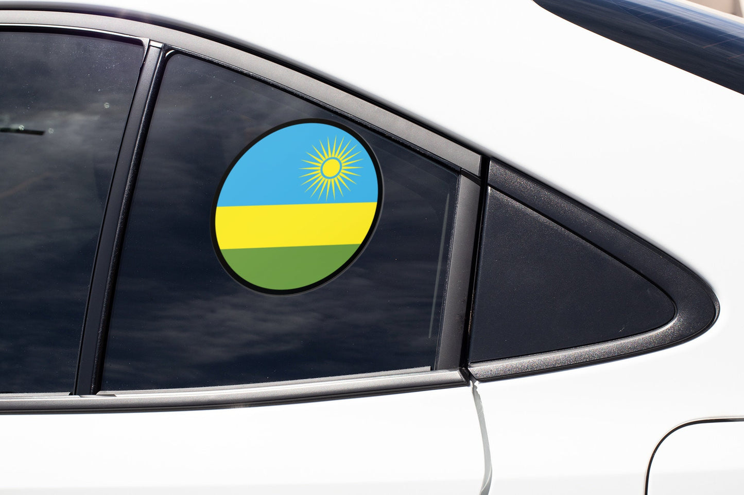 Rwanda Flag Circle Sticker Decal