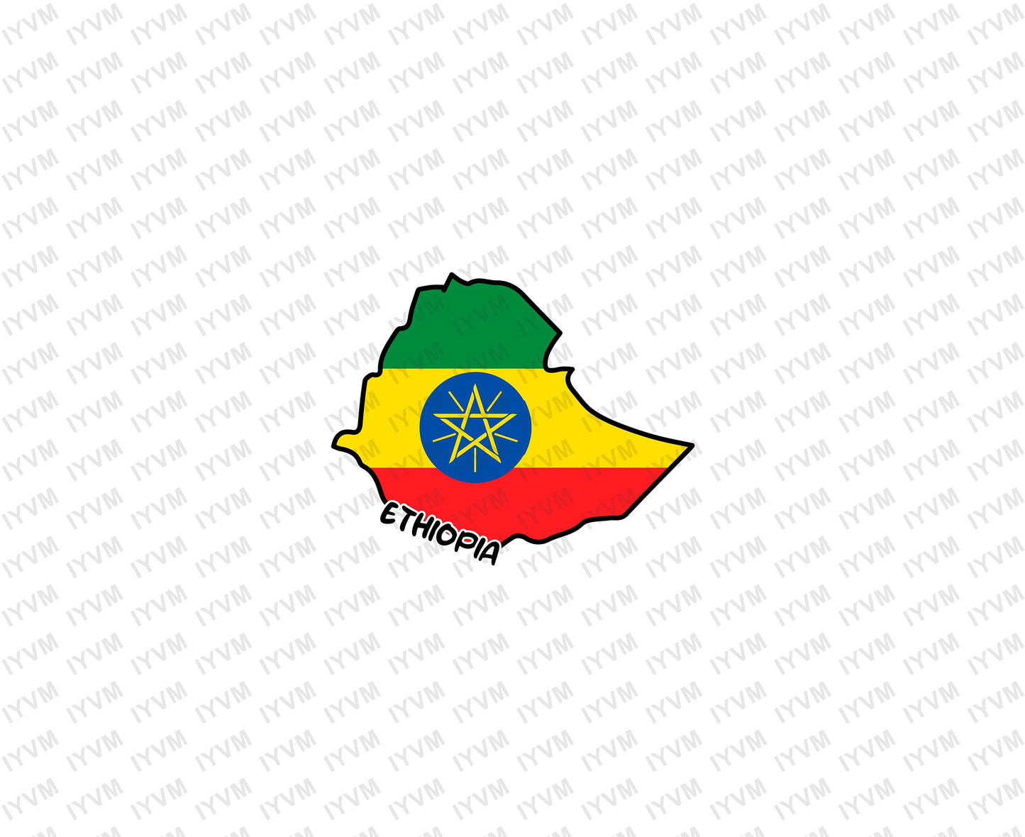 Ethiopia Map Iron On Heat Transfer Vinyl HTV / Federal Democratic Republic of Ethiopia / Addis Ababa / Ethiopian