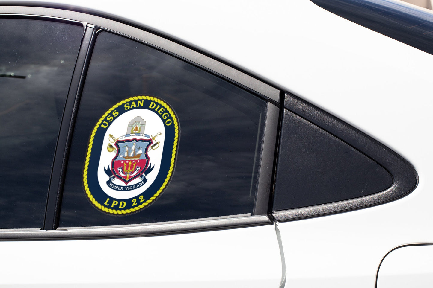 USS San Diego LPD-22 Badge Sticker Decal San Antonio Class Amphibious Transport Dock Car Sticker Bumper Sticker for Car Emblem