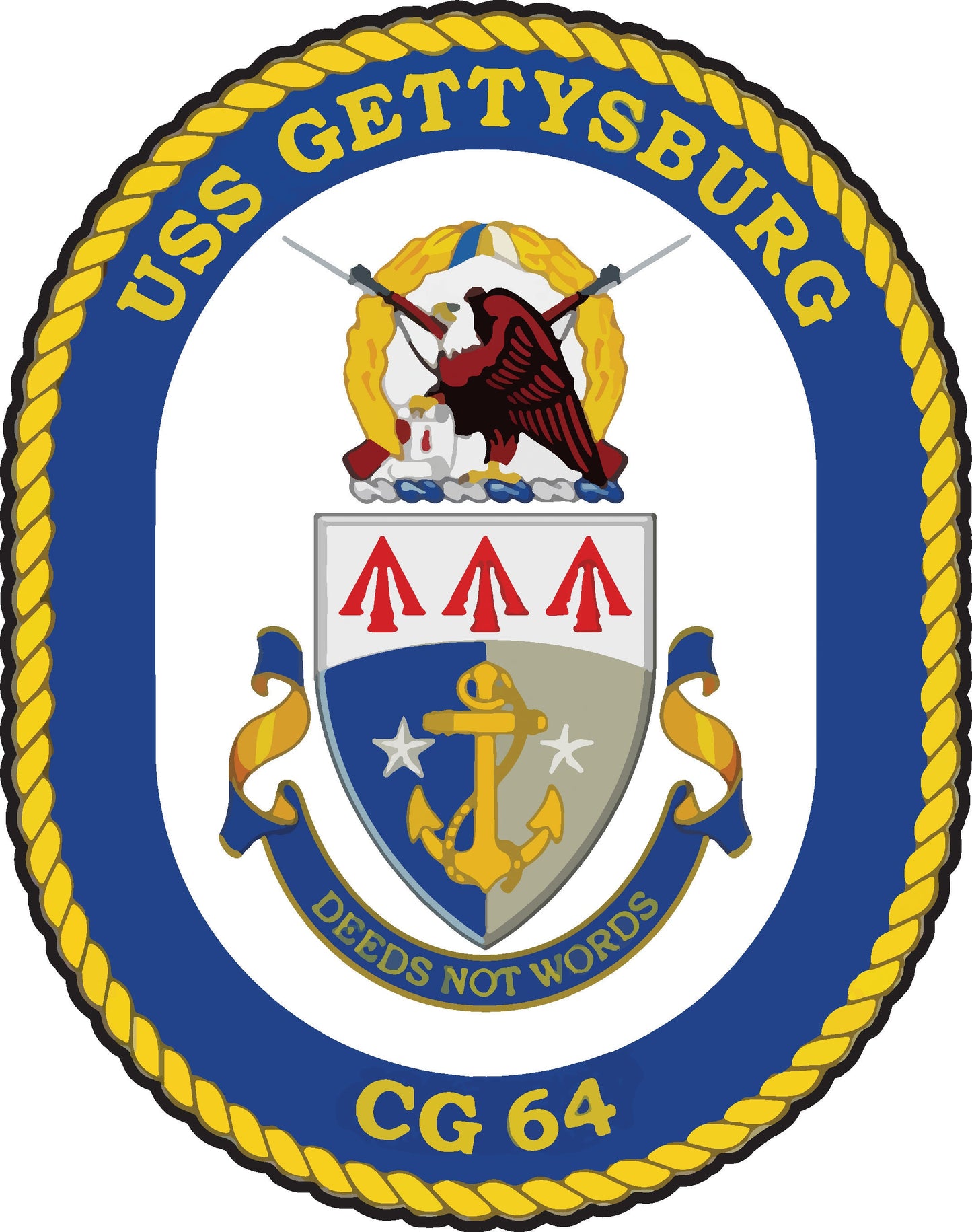 USS Gettysburg CG-64 Badge Iron On Heat Transfer Vinyl HTV Ticonderoga Class Cruiser