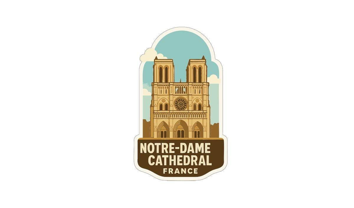 Notre Dame Cathedral France Iron On Heat Transfer Vinyl HTV Die-Cut Symbolic