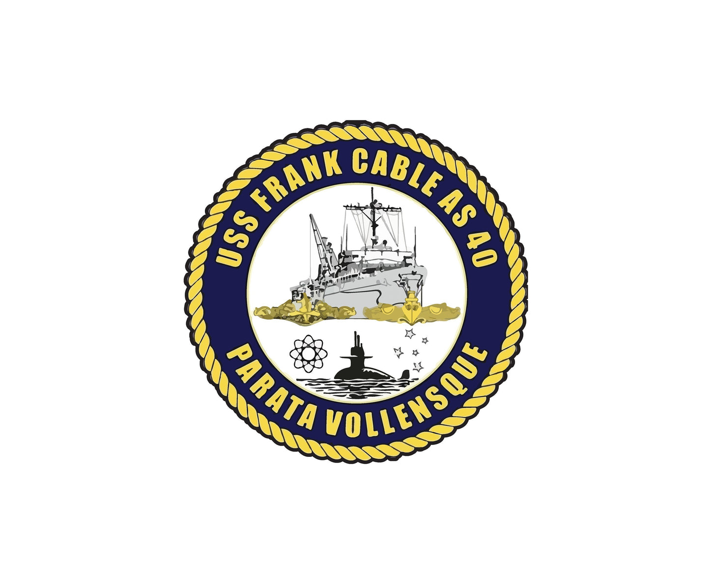USS Frank Cable AS-40 Badge Sticker Decal Emory S. Land Class Submarine Tender Car Sticker Bumper Sticker for Car Emblem