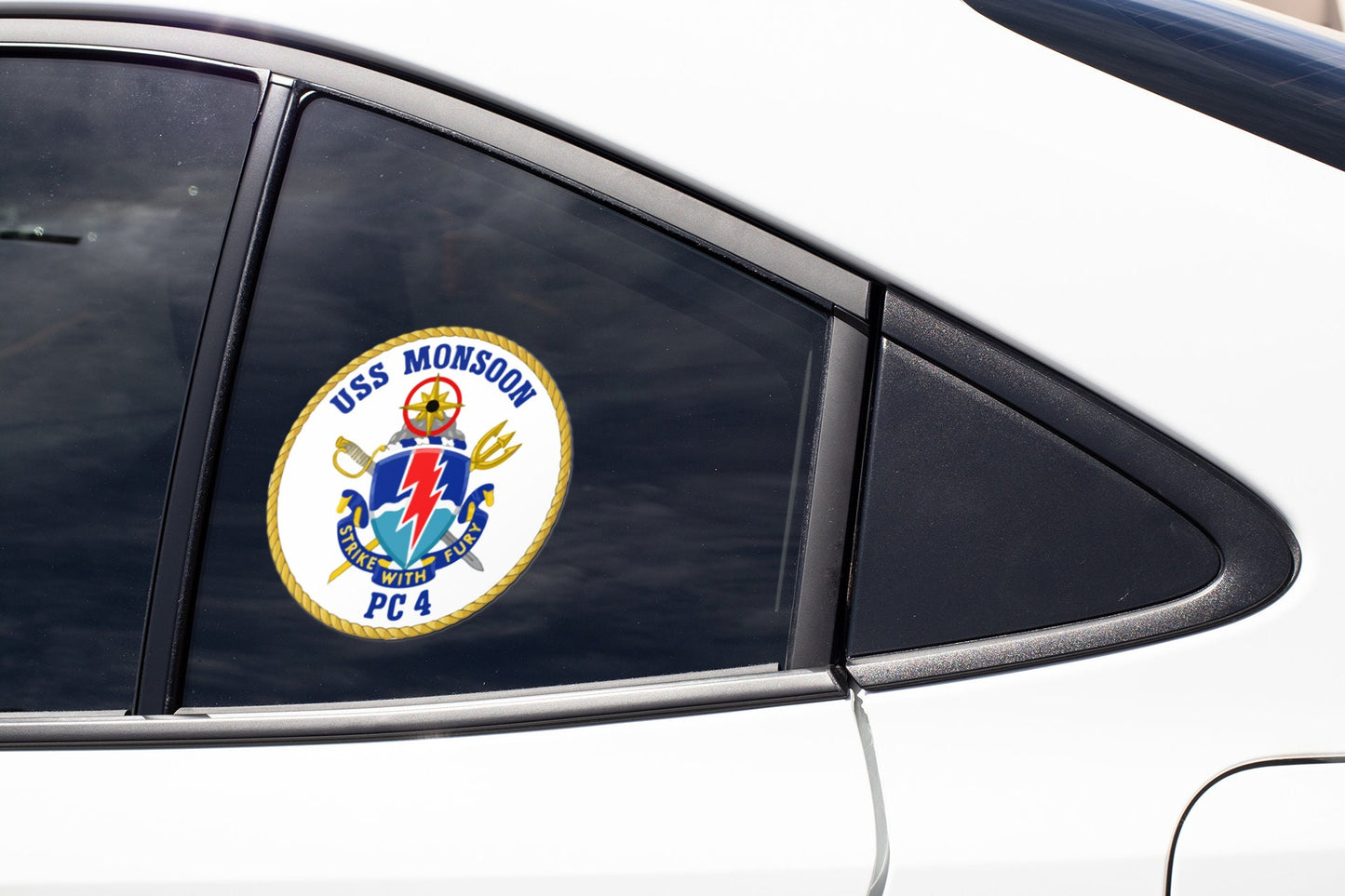 USS Monsoon PC-4 Badge Sticker Decal Cyclone Class Patrol boat Car Sticker Bumper Sticker for Car Emblem