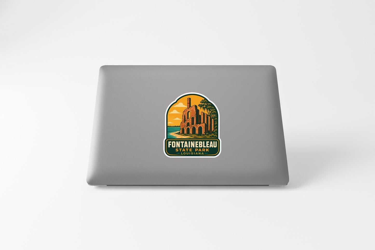 a sticker or decal of a landmark, specifically the Fountainbleau State Park in Florida.