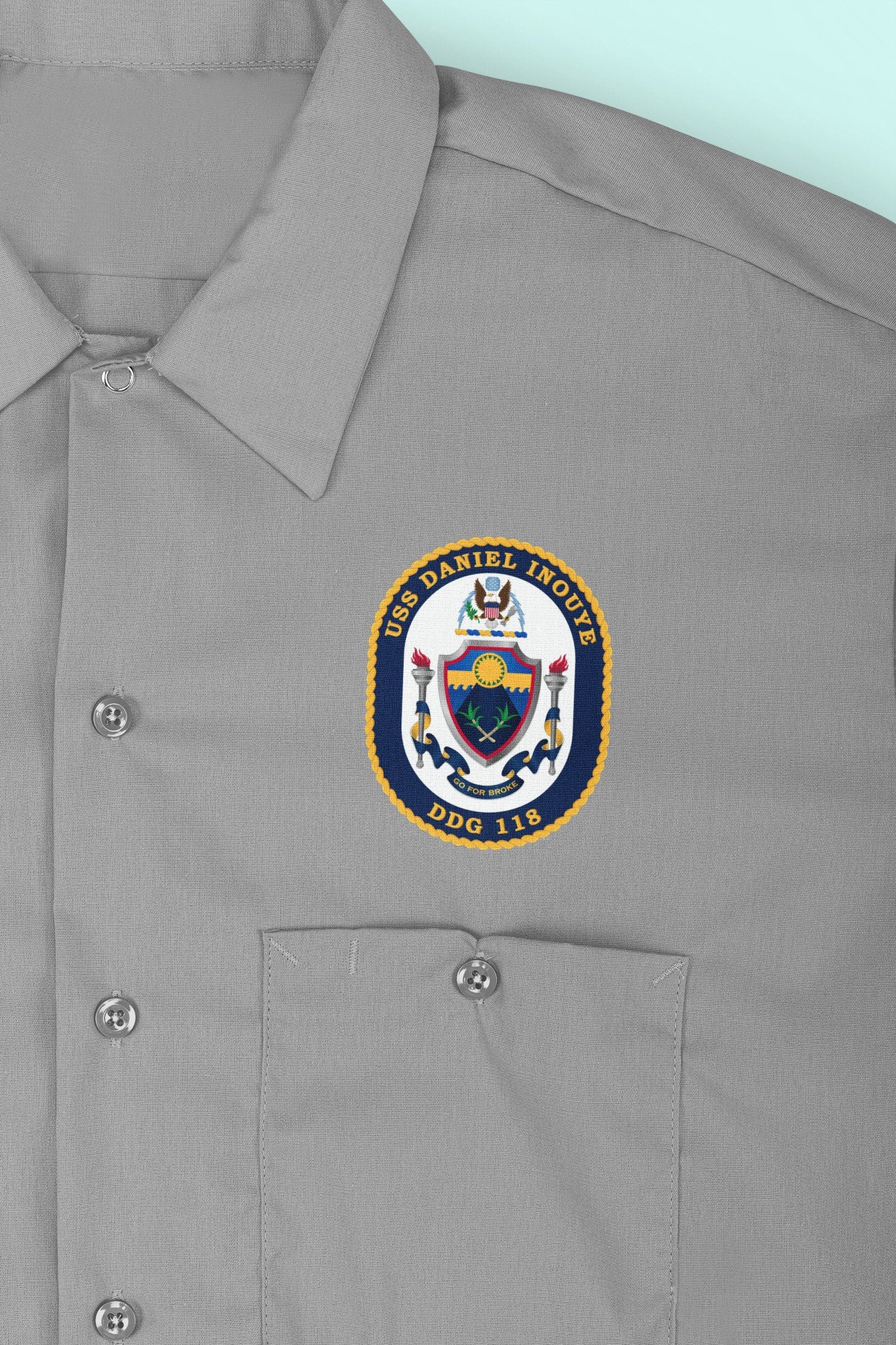 USS Daniel Inouye DDG-118 Badge Iron On Heat Transfer Vinyl HTV Arleigh Burke Class Destroyer