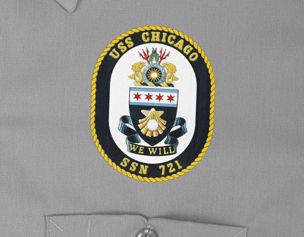 USS Chicago SSN-721 Badge Iron On Heat Transfer Vinyl HTV Los Angeles Class Attack submarine