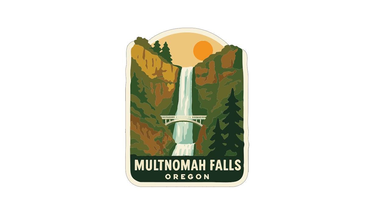 Multnomah Falls Oregon Iron On Heat Transfer Vinyl HTV Die-Cut Symbolic Landmark