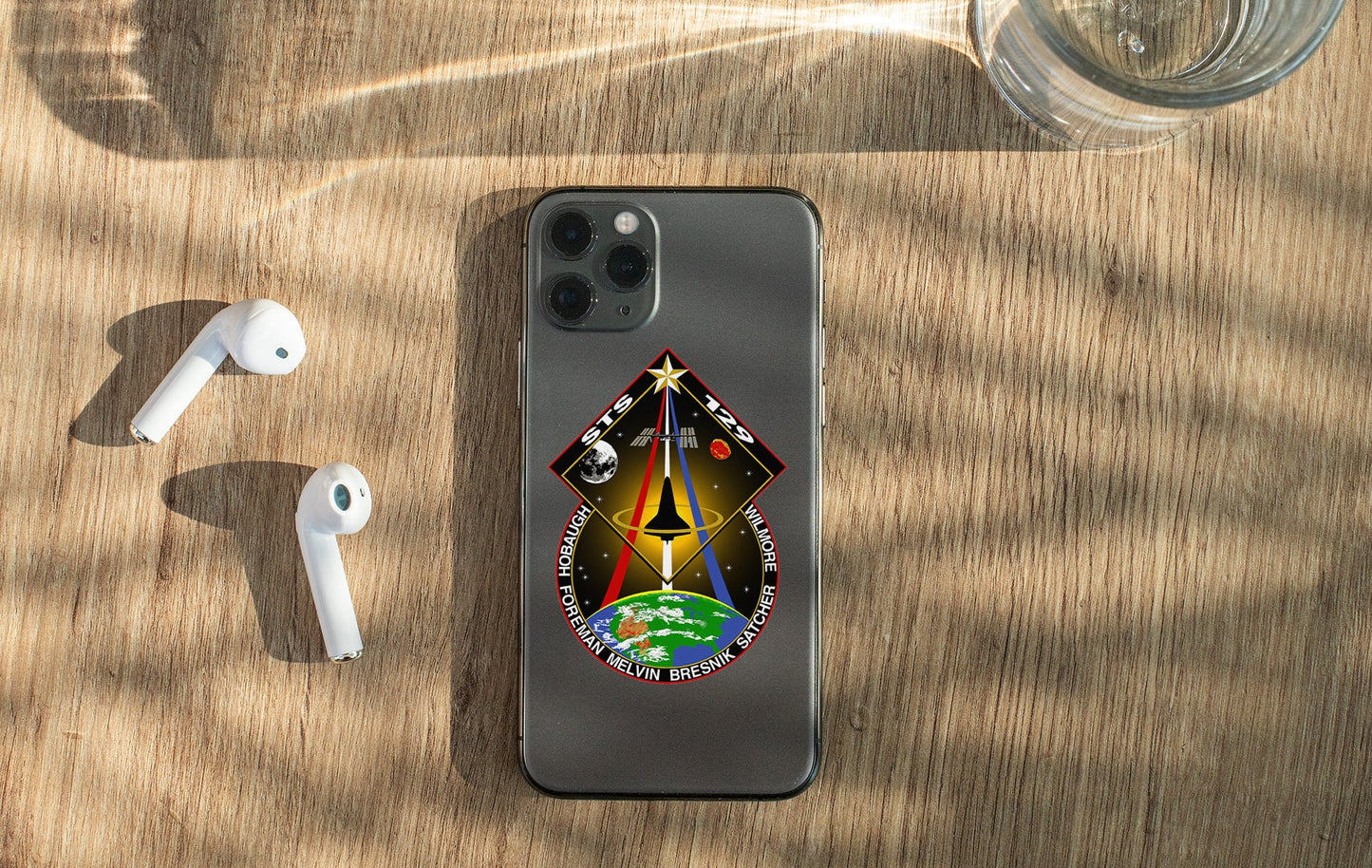 a phone case with a picture of a space shuttle on it