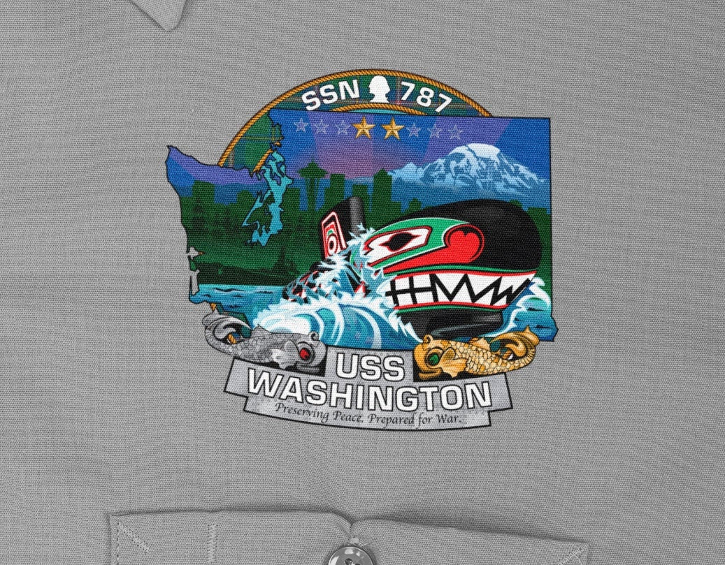 USS Washington SSN-787 Badge Iron On Heat Transfer Vinyl HTV Virginia Class Attack submarine