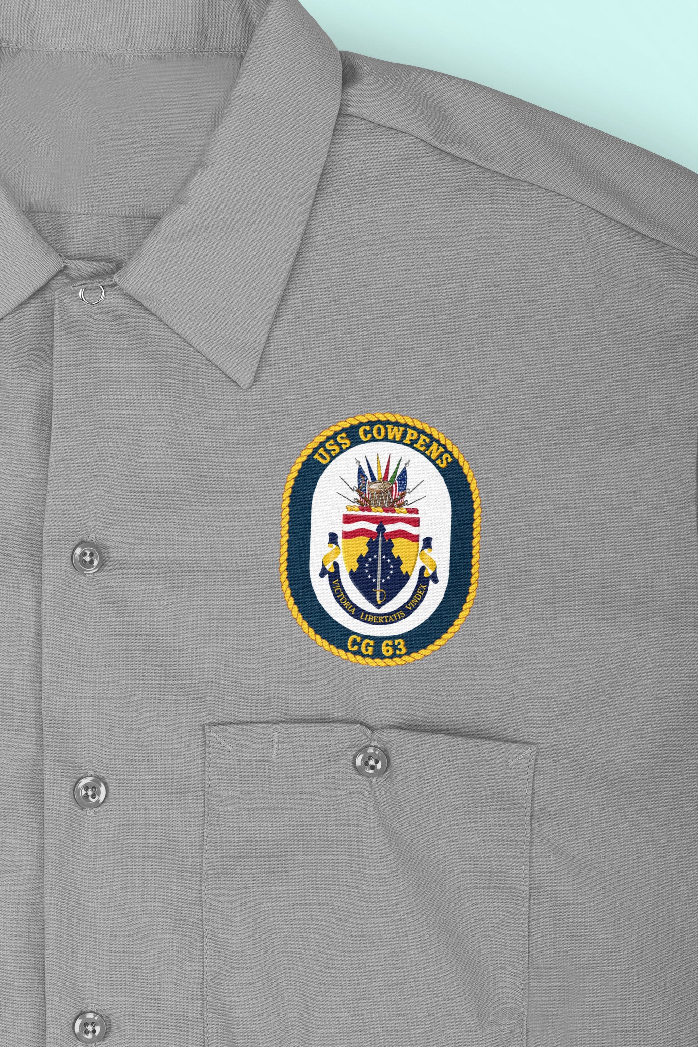 USS Cowpens CG-63 Badge Iron On Heat Transfer Vinyl HTV Ticonderoga Class Cruiser
