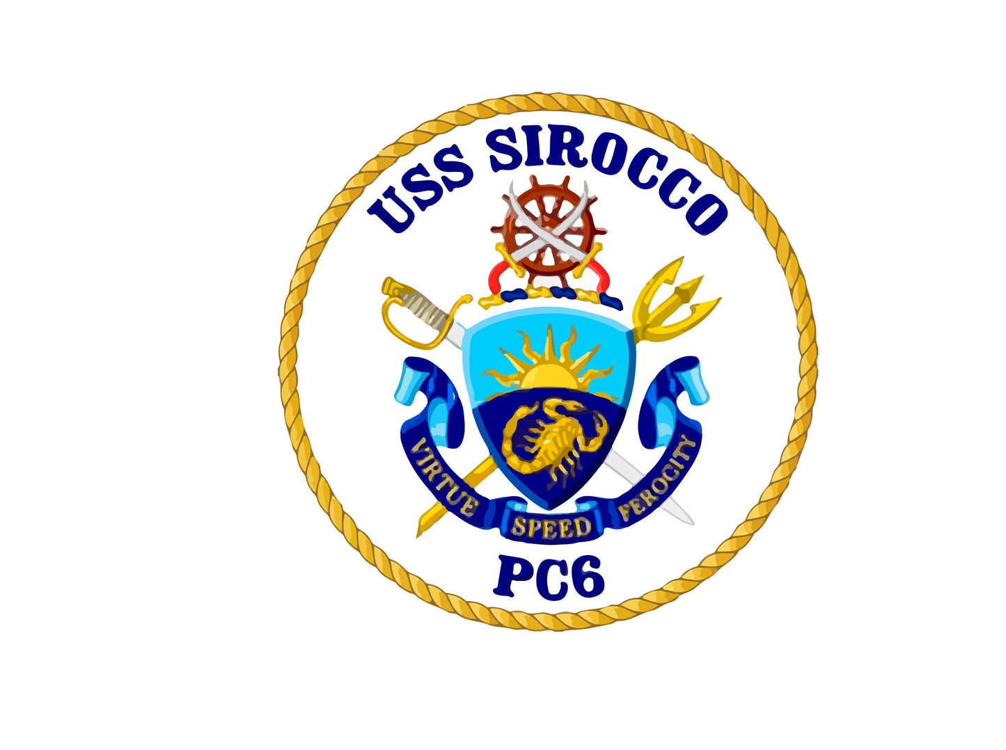 USS Sirocco PC-6 Badge Sticker Decal Cyclone Class Patrol boat Car Sticker Bumper Sticker for Car Emblem
