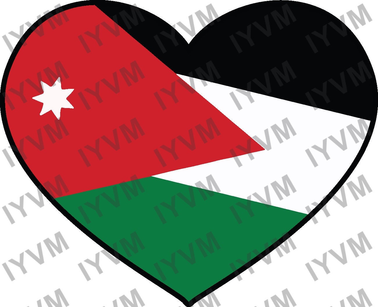 Jordan Flag Heart Sticker Decal / Hashemite Kingdom of Jordan / الله، الوطن، الملك / Amman /