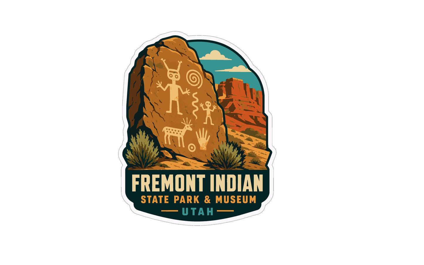 a sticker or logo for Fremont Indian State Park & Museum in Utah.