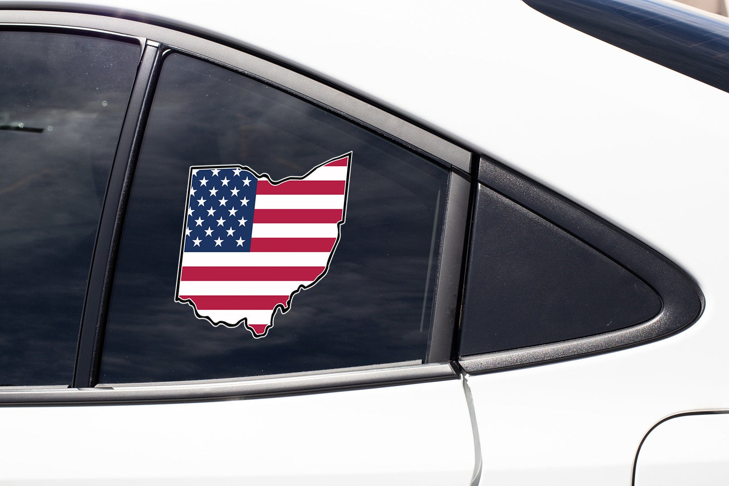 a car with a sticker of the state of indiana on it