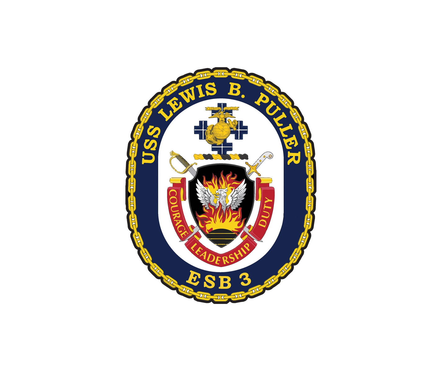 USS Lewis B. Puller ESB-3 Badge Sticker Decal Lewis B. Puller Class Expeditionary Mobile Base Car Sticker Bumper Sticker for Car Emblem