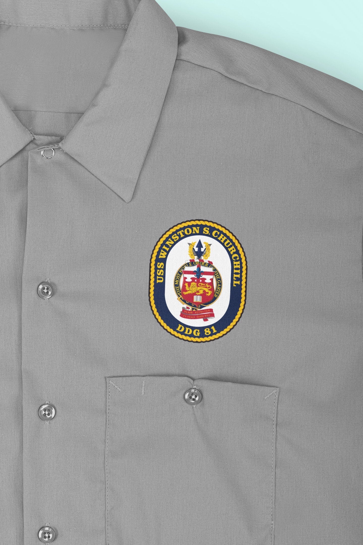 USS Winston S. Churchill DDG-81 Badge Iron On Heat Transfer Vinyl HTV Arleigh Burke Class Destroyer