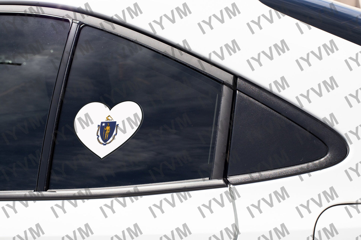 State of Massachusetts Flag Heart Sticker Decal  USA Massachusetts State  Boston  The Bay State  Baked Bean State  Codfish State /
