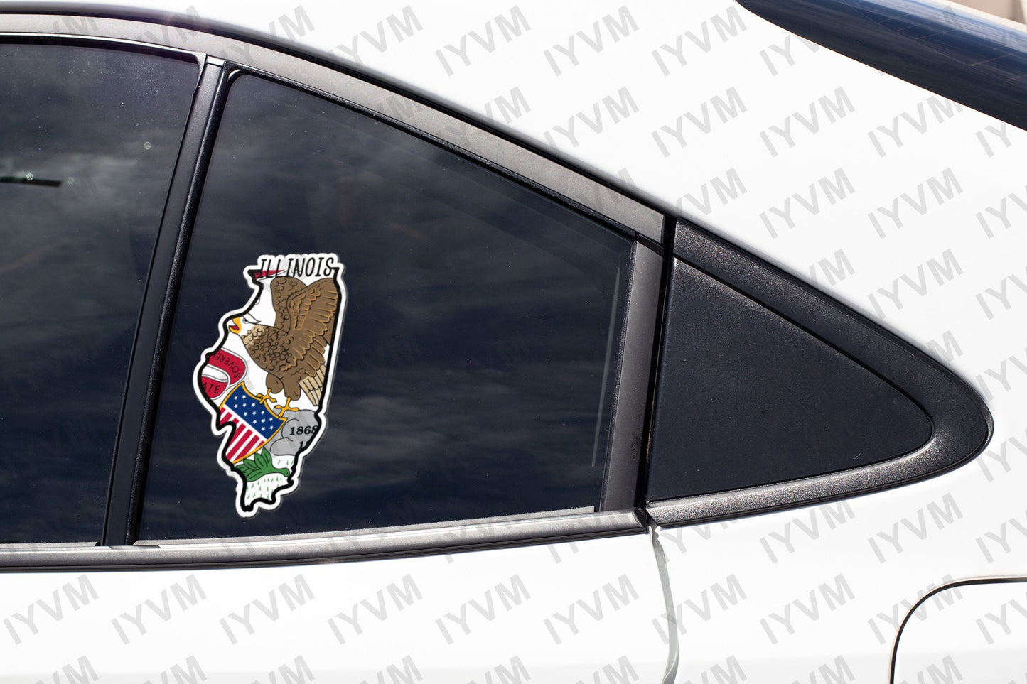 State of Illinois Map Flag Sticker Decal  USA Illinois State  Springfield  Prairie State  Land of Lincoln  Corn State / Garden of the West