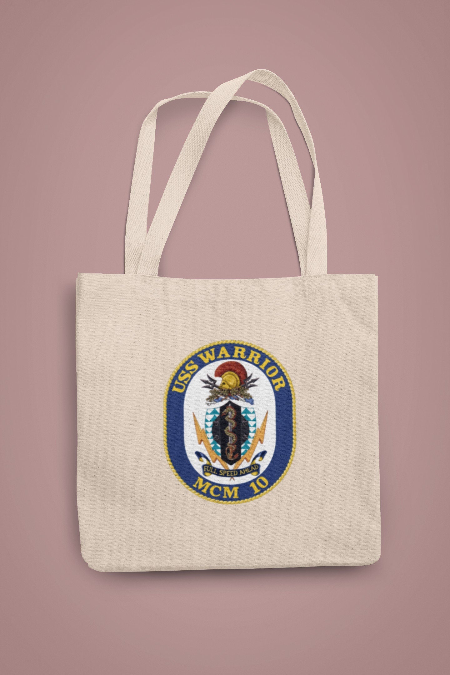 USS Warrior MCM-10 Badge Iron On Heat Transfer Vinyl HTV Avenger Class Mine countermeasures ship