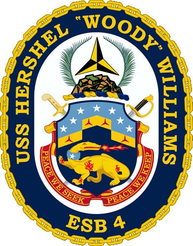 USS Hershel "Woody" Williams ESB-4 Badge Iron On Heat Transfer Vinyl HTV Lewis B. Puller Class Expeditionary