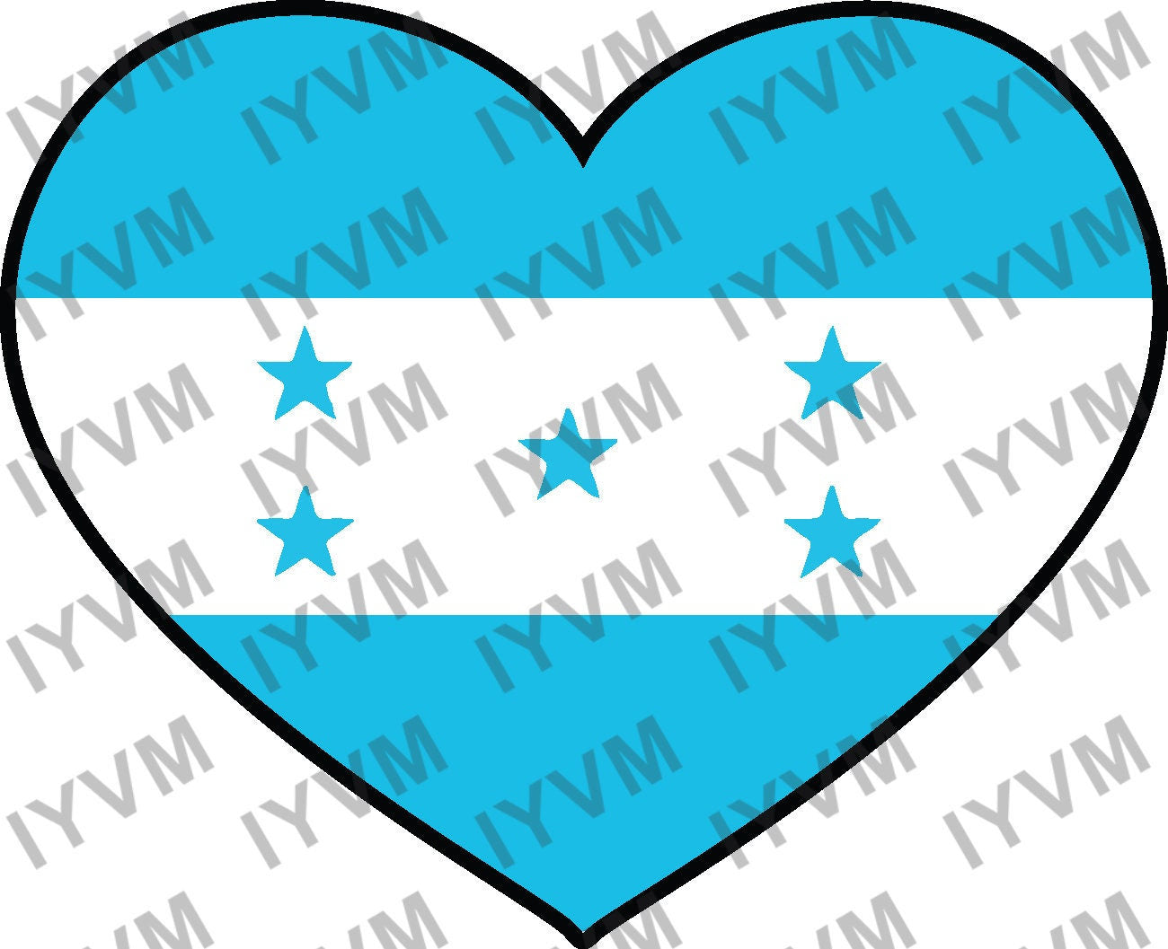 Honduras Flag Heart Sticker Decal / Republic of Honduras / Libre, Soberana e Independiente / Tegucigalpa / Honduran