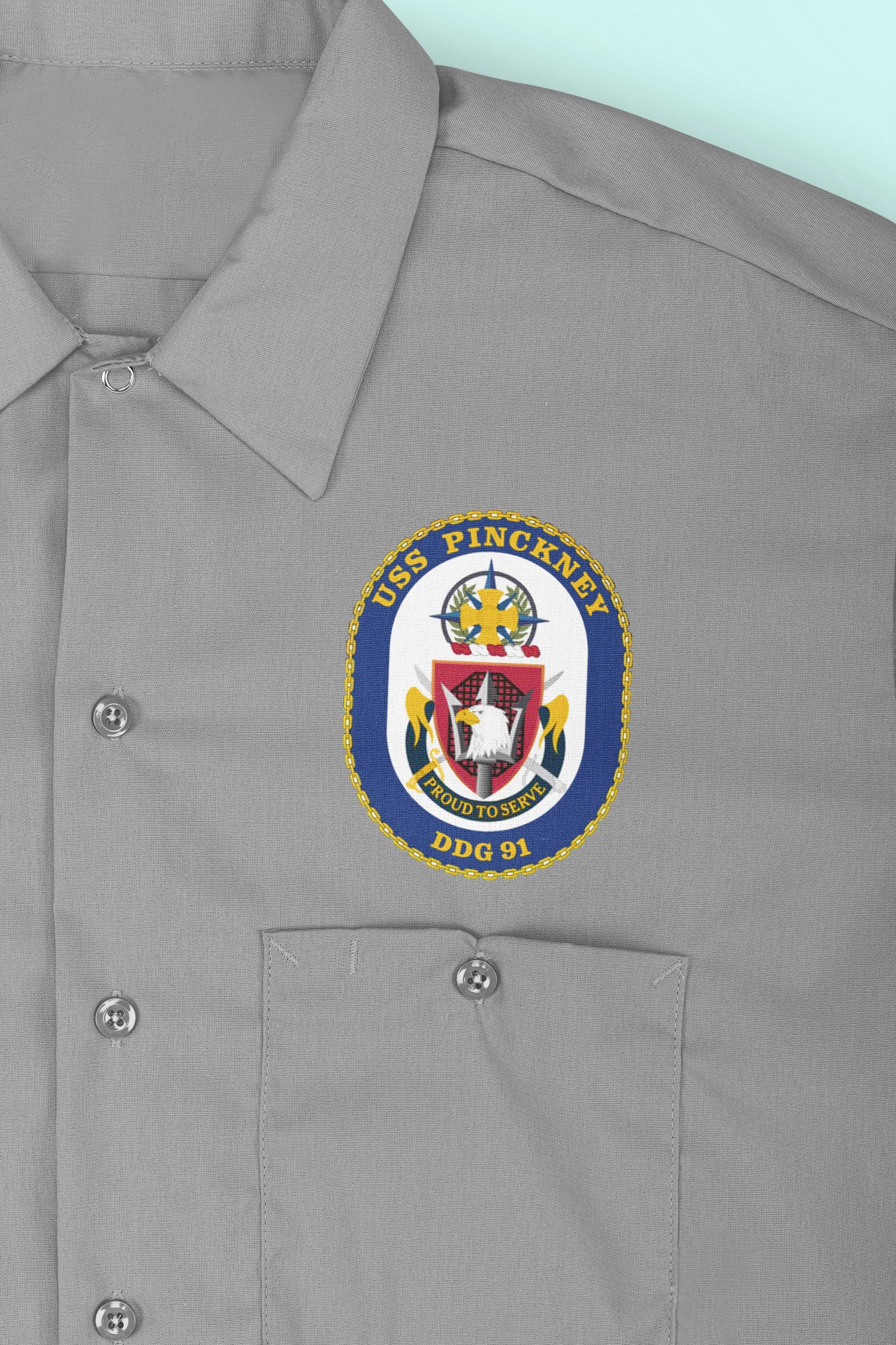 USS Pinckney DDG-91 Badge Iron On Heat Transfer Vinyl HTV Arleigh Burke Class Destroyer