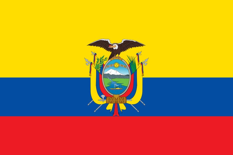 Ecuador Flag Iron On Heat Transfer Vinyl HTV / Republic of Ecuador / Dios, patria y libertad / Quito / Ecuadorian