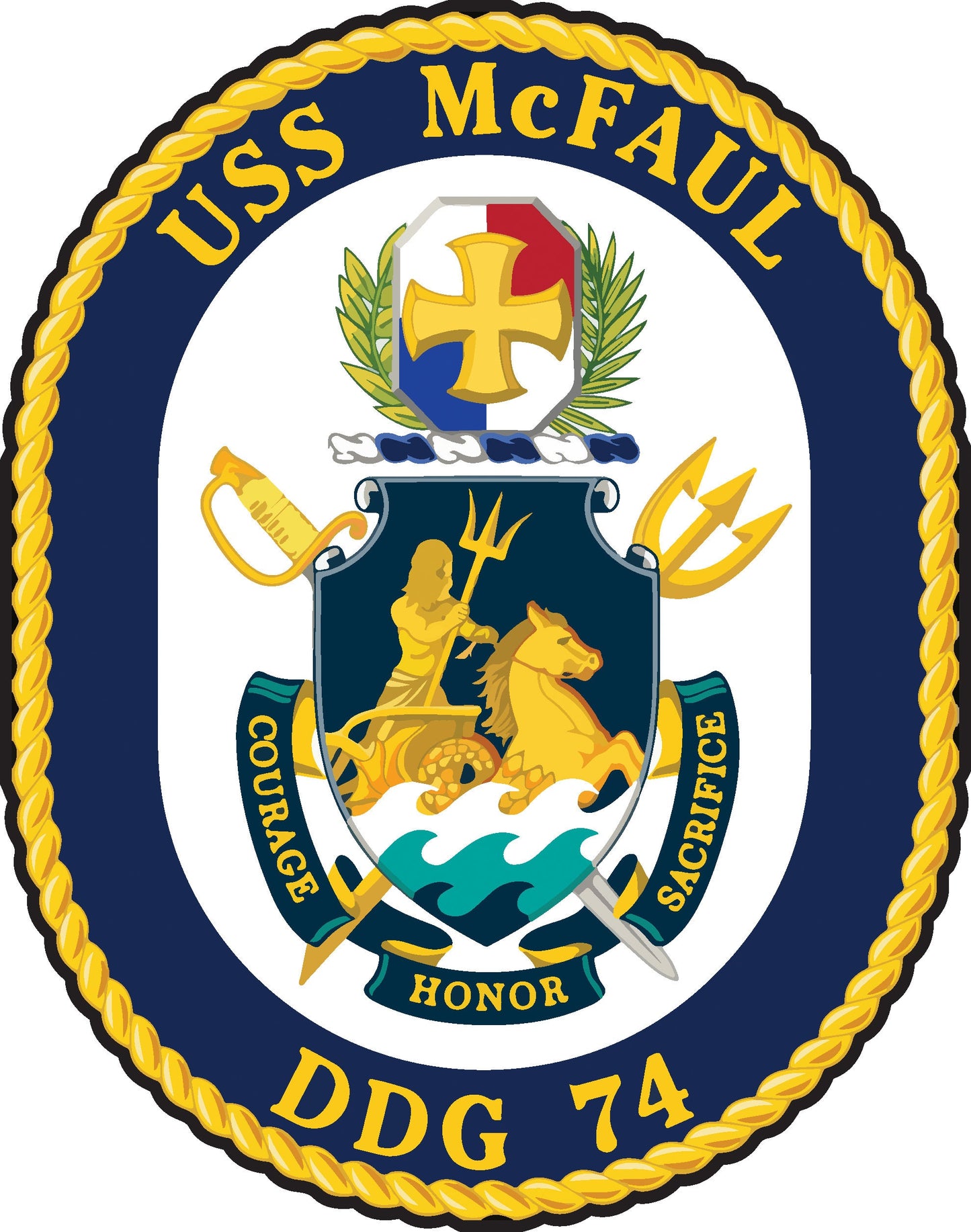 USS McFaul DDG-74 Badge Iron On Heat Transfer Vinyl HTV Arleigh Burke Class Destroyer
