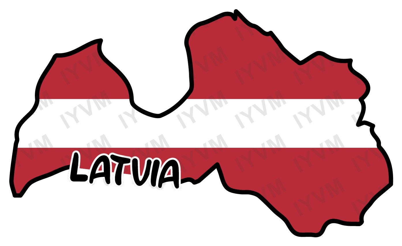 Latvia Map Iron On Heat Transfer Vinyl HTV / Republic of Latvia / Latvijas Republika / Riga / Latvian /