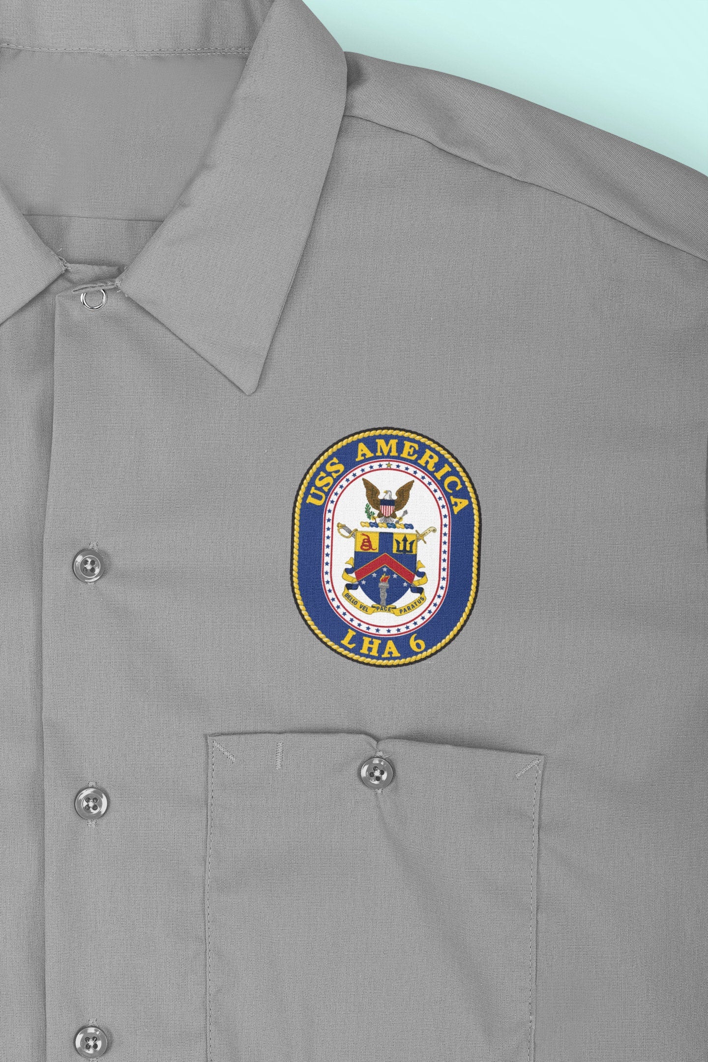 USS America LHA-6 Badge Iron On Heat Transfer Vinyl HTV America Class Amphibious Assault Ship