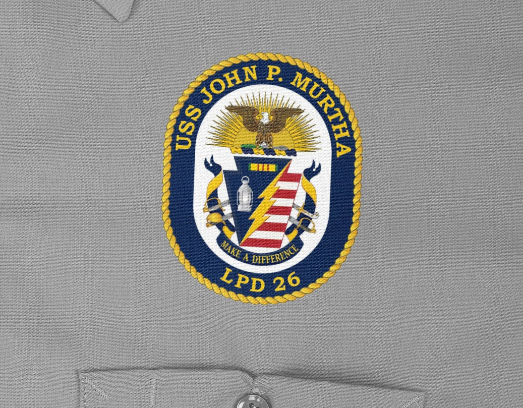 USS John P. Murtha LPD-26 Badge Iron On Heat Transfer Vinyl HTV San Antonio Class Amphibious transport dock