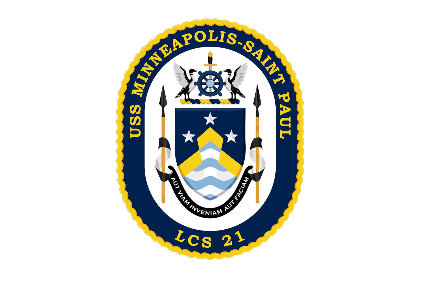 USS Minneapolis-Saint Paul LCS-21 Badge Sticker Decal Freedom-class littoral combat ship Car Sticker Bumper Sticker for Car Emblem