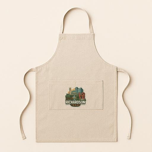 A beige apricot with a graphic design on the front pocket.