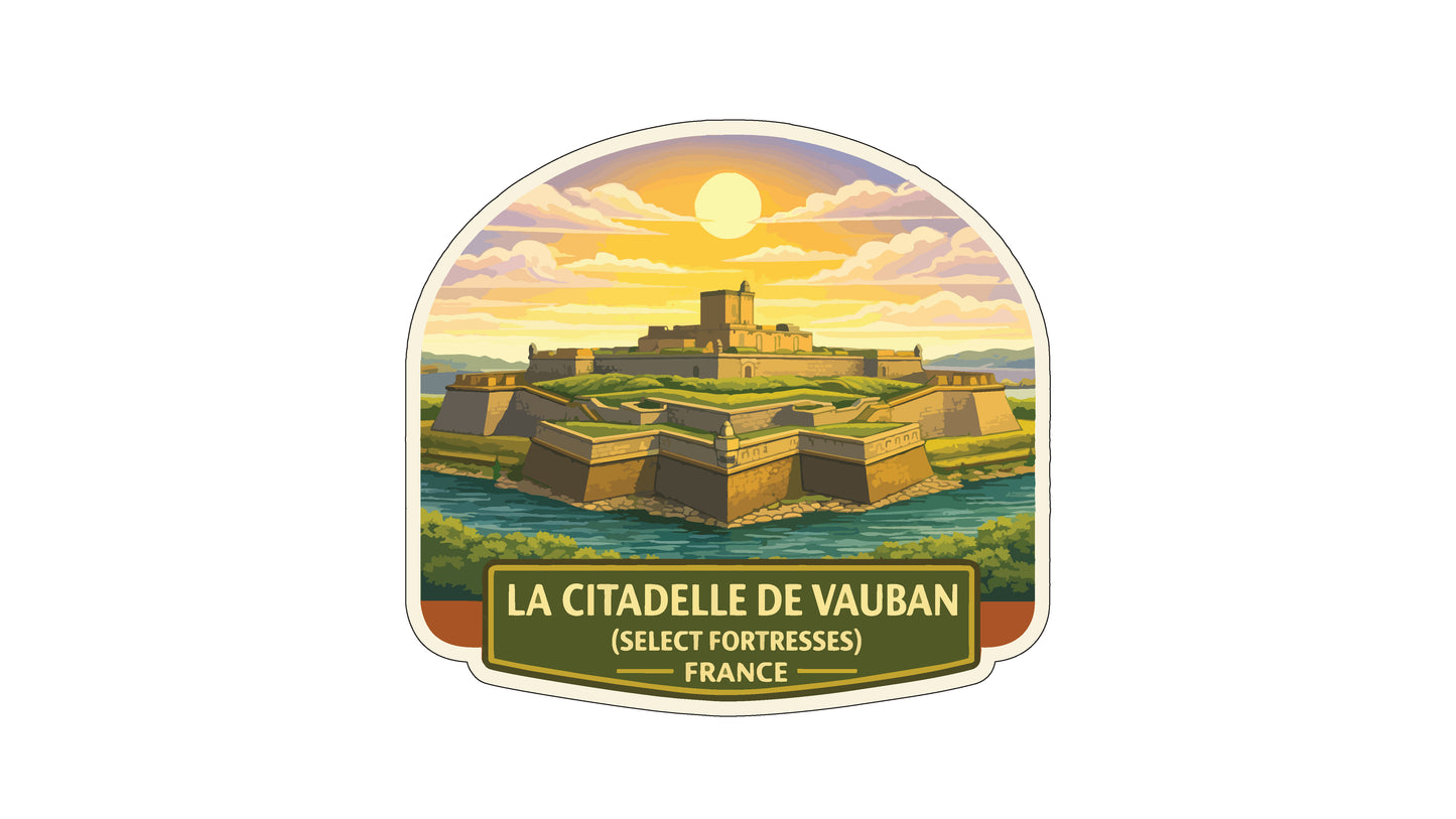 a castle with a sunset in the background, and the text "LA CITADELLE DE VAUBAN (SELECT FORTRESSES)" and "FRANCE" below it.