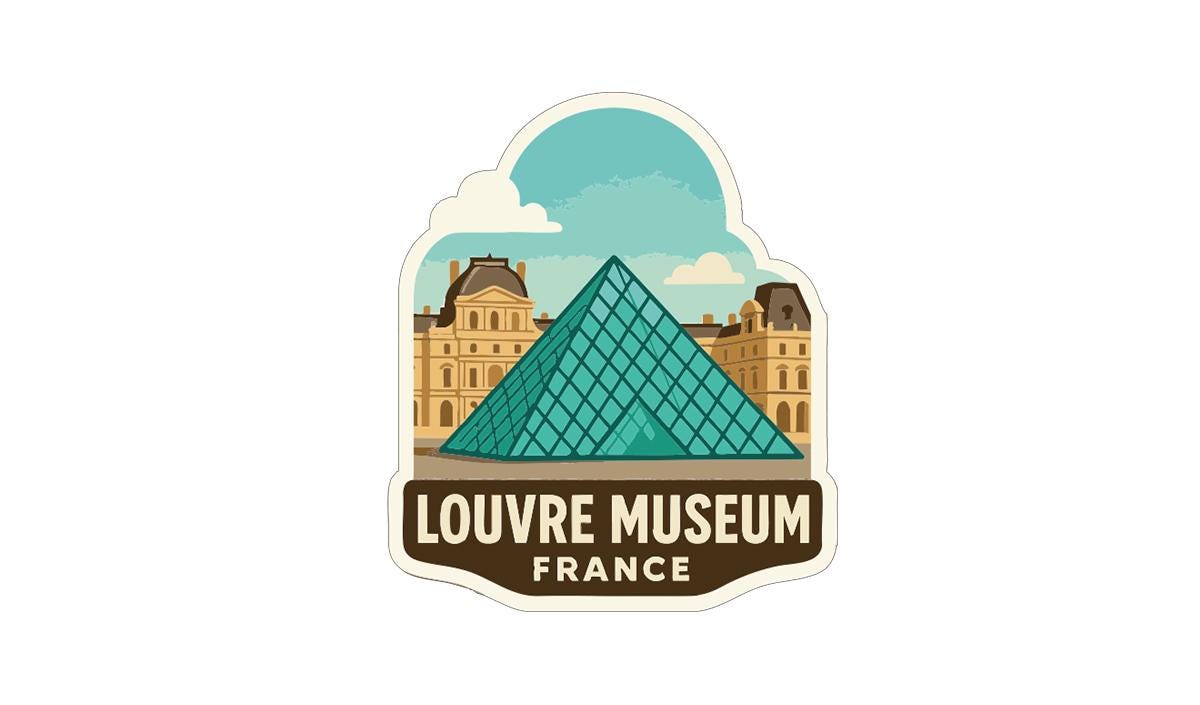Louvre Museum France Iron On Heat Transfer Vinyl HTV Die-Cut Symbolic Landmark