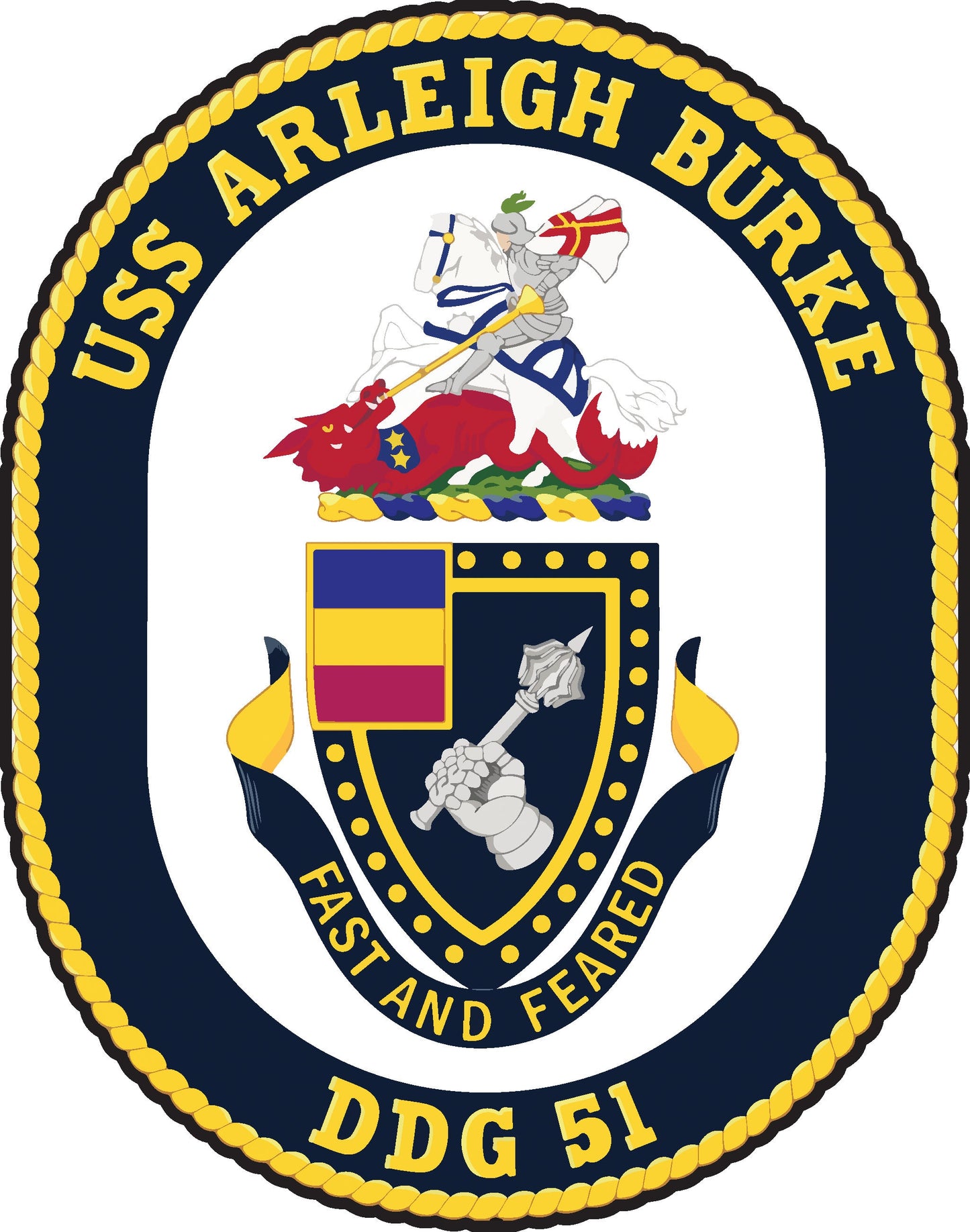 USS Arleigh Burke DDG-51 Badge Iron On Heat Transfer Vinyl HTV Arleigh Burke Class Destroyer