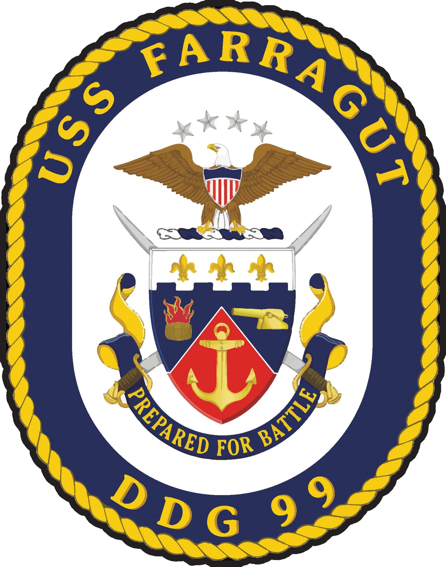 USS Farragut DDG-99 Badge Iron On Heat Transfer Vinyl HTV Arleigh Burke Class Destroyer