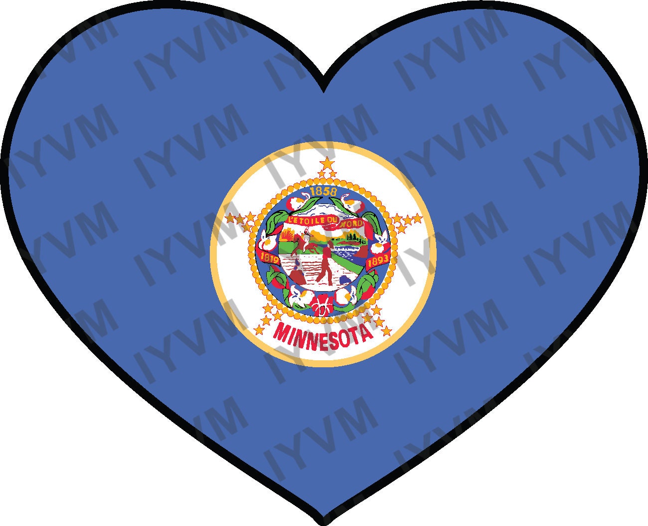 State of Minnesota Flag Heart Sticker Decal  USA Minnesota State  St. Paul  The North Star State  Gopher State  Land of 10,000 Lakes 