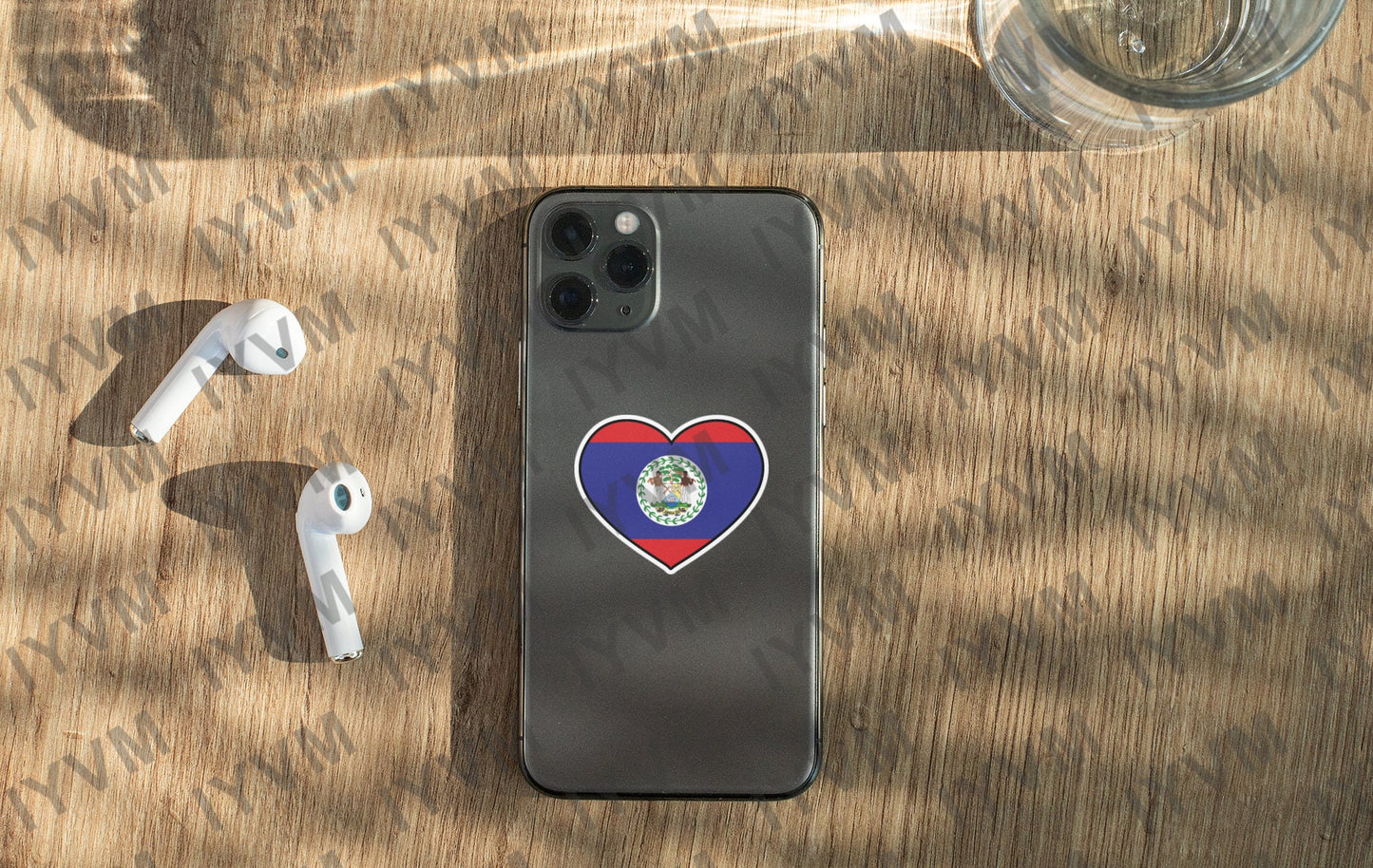 Belize Flag Heart Sticker Decal / Belmopan / Sub umbra floreo / Belizean