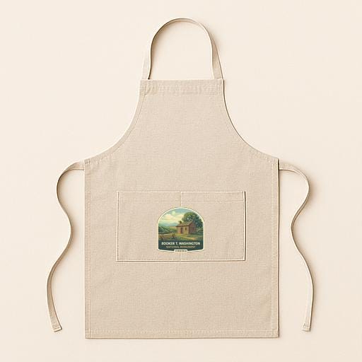 A beige apricot with a small graphic of a house and the text "Brooklyn, Washington" printed on it.