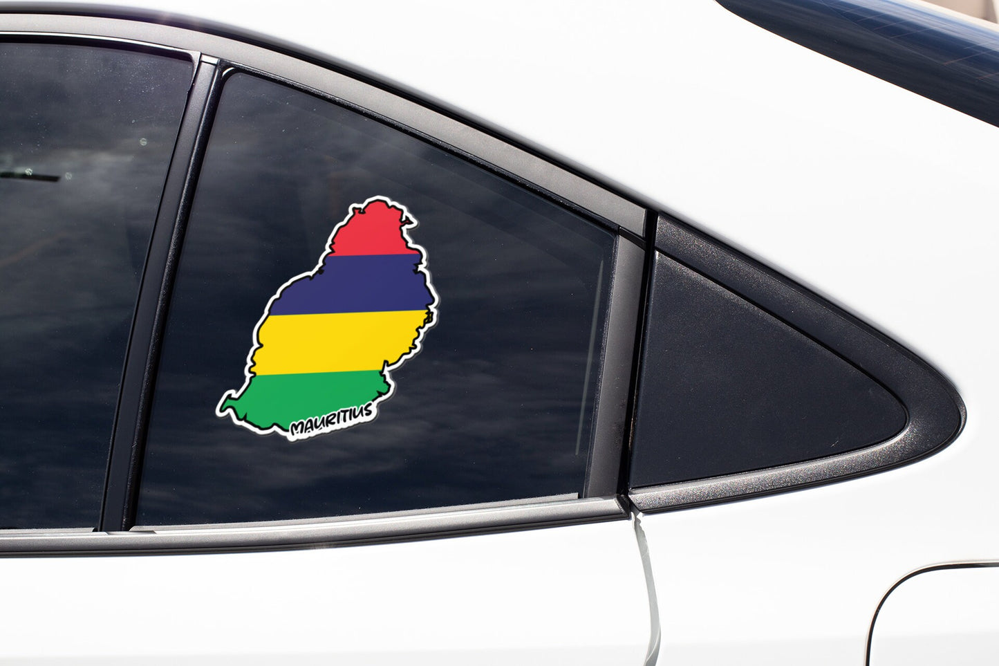 Mauritius Map Flag Sticker Decal