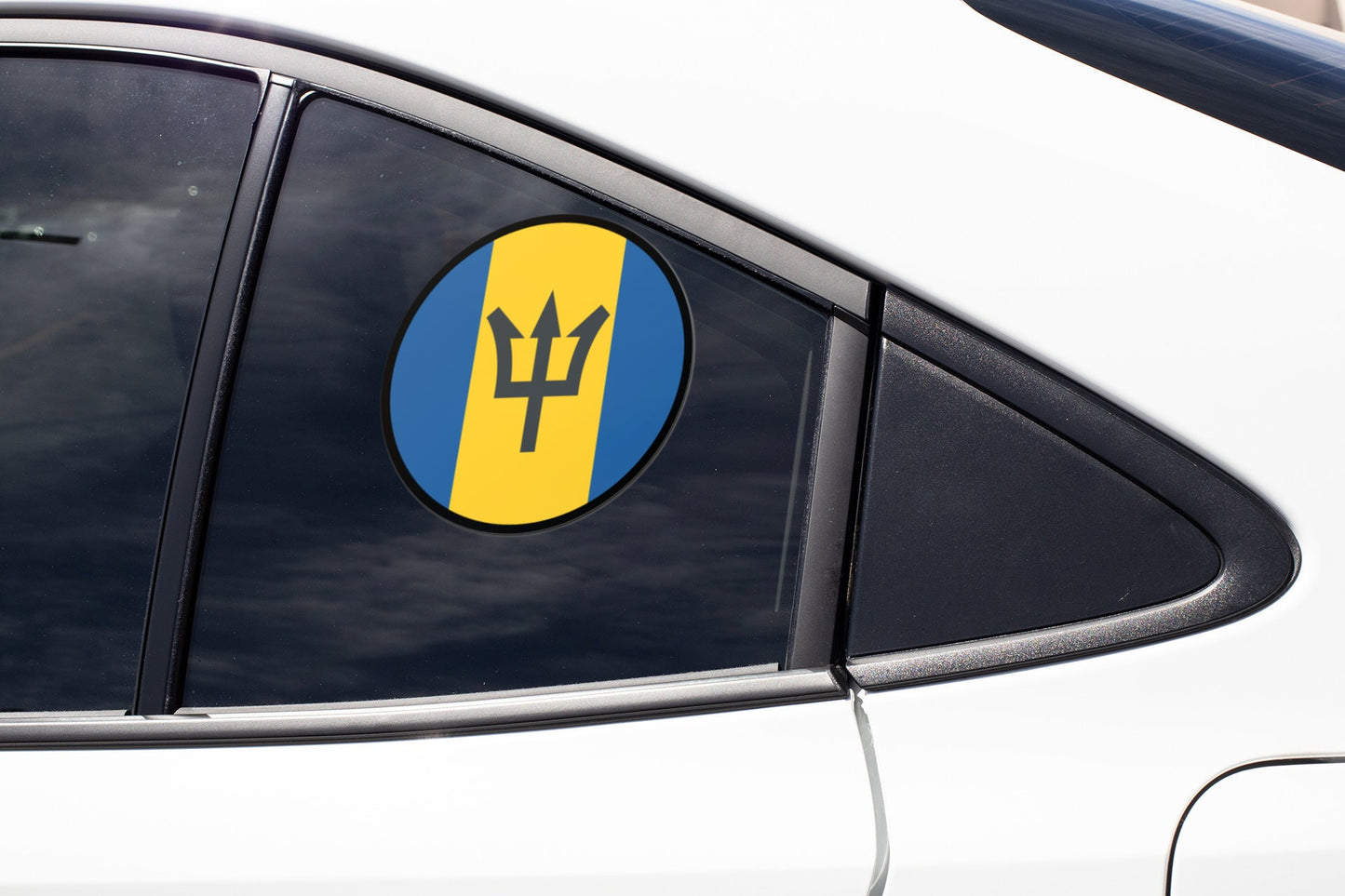 Barbados Flag Circle Sticker Decal