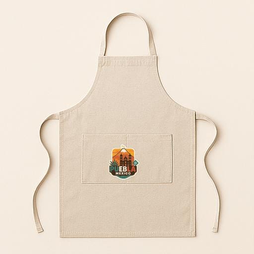 A beige apricot with a graphic of a building and the text "EB MEXICO" printed on it.