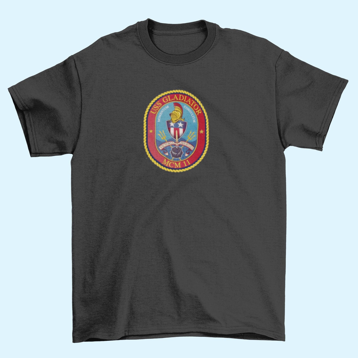 USS Gladiator MCM-11 Badge Iron On Heat Transfer Vinyl HTV Avenger Class Mine countermeasures ship