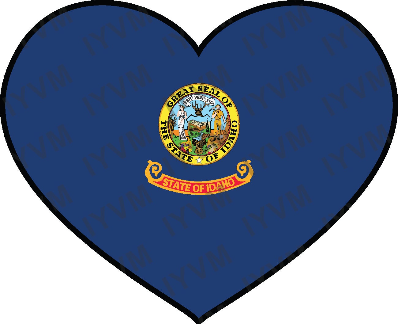 State of Idaho Flag Heart Sticker Decal  USA Idaho State  Boise  The Gem State  Gem of the Mountains  Little Ida / Spud State