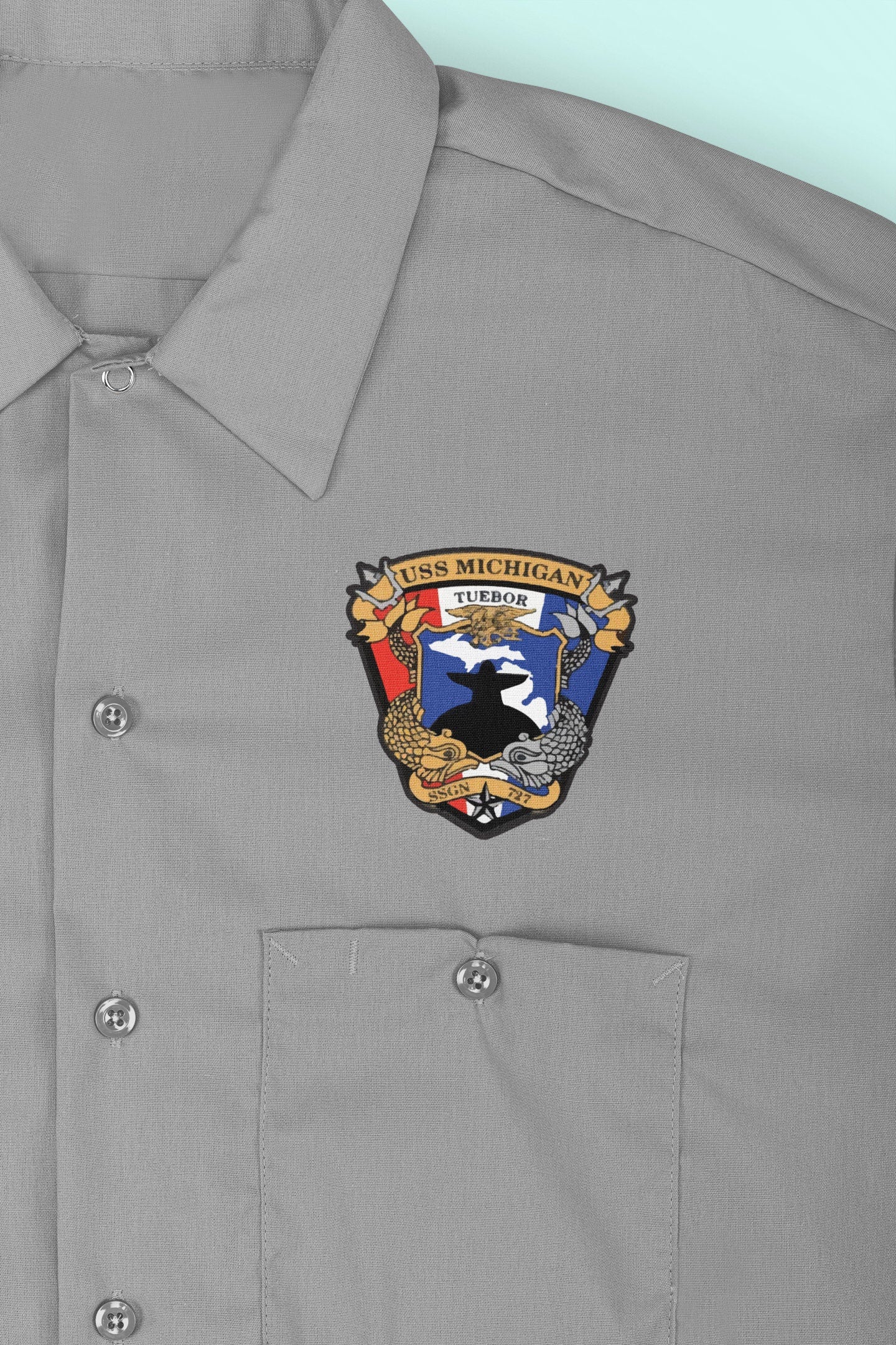 USS Michigan SSGN-727 Badge Iron On Heat Transfer Vinyl HTV Ohio Class Guided Missile Submarine