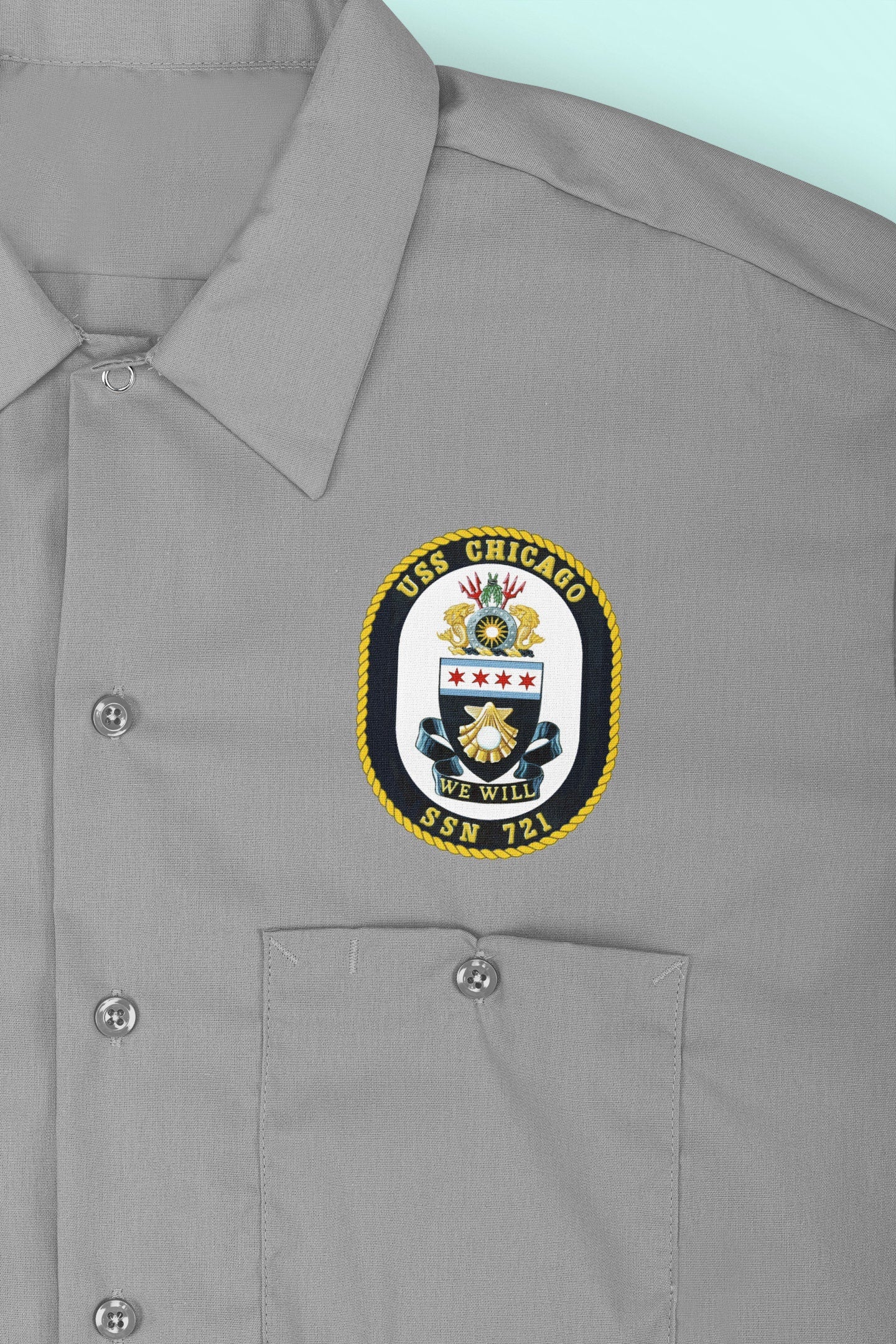 USS Chicago SSN-721 Badge Iron On Heat Transfer Vinyl HTV Los Angeles Class Attack submarine
