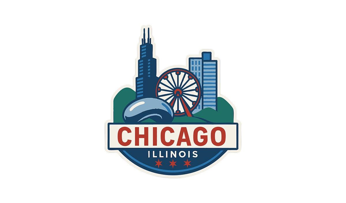 the chicago illinois skyline with a ferris wheel in the background